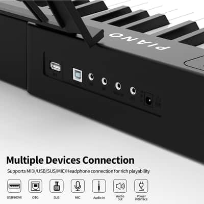 Digital Piano 88 Key Full Size Semi Weighted Electronic Keyboard Piano Set with Stand,Built-In Speakers,Electric Piano Keyboard with Sustain Pedal,Bluetooth,MIDI/USB/MP3 for Beginners Adults image 3
