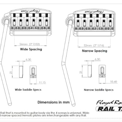 Floyd Rose RT100N Rail Tail Tremolo Fender Stratocaster 6 hole bridge UPgrade Narrow Spacing Chrome image 4
