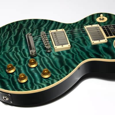 2004 Gibson Custom Shop Les Paul Elegant INSANE QUILT TOP! Peacock Green, Abalone Inlays, Ebony Board! image 6