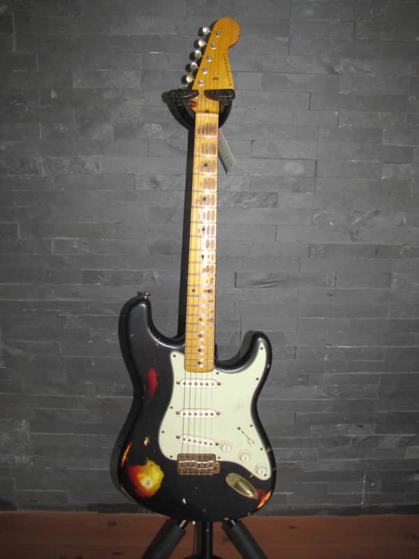 NASH S-63 STRATOCASTER HEAVY RELIC 2014 BLACK OVER 3 COLOR SUNBURST image 1