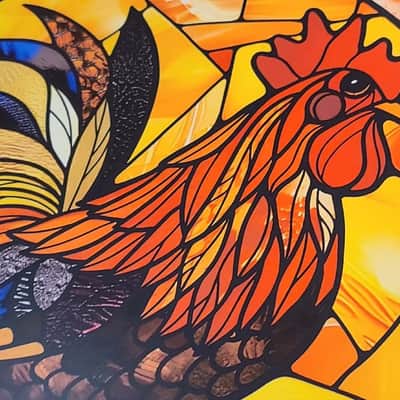 Remo 22” STAINED GLASS ROOSTER BASS DRUM HEAD 🐔 2026 image 3