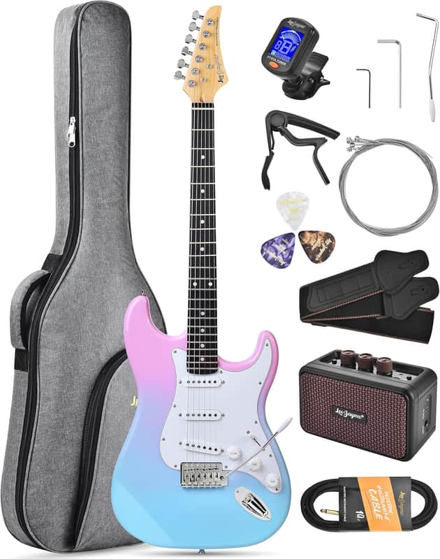 Leo Jaymz Beginner Electric Guitar SSS Pickups Complete Kit with Portable Amp image 1