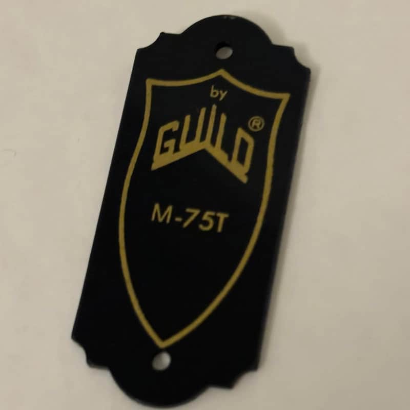 DeArmond By Guild M75T truss rod cover 1998-2004 - Black and gold image 1