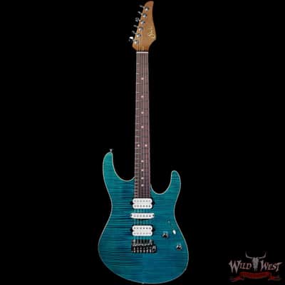 Suhr Custom Modern HSH Basswood Body with Flame Maple Top Roasted Maple Neck Trans Teal 6.80 lbs image 3