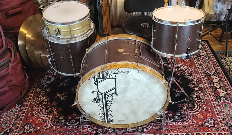 Ludwig Vintage 4pc Drum Set 1920’s - Mahogany Brass image 1