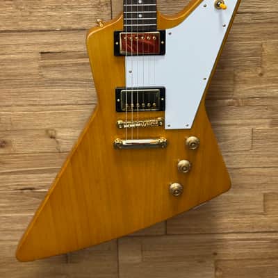 Epiphone 1958 Korina Explorer Guitar-"Inspired by Gibson Custom" Aged Natural -White Pickguard- w/Hard case. New! image 1
