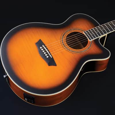 Washburn EA15ATB Festival Series Mini Jumbo Cutaway Body Flame Maple Top Mahogany Neck 6-String Acoustic-Electric Guitar image 4