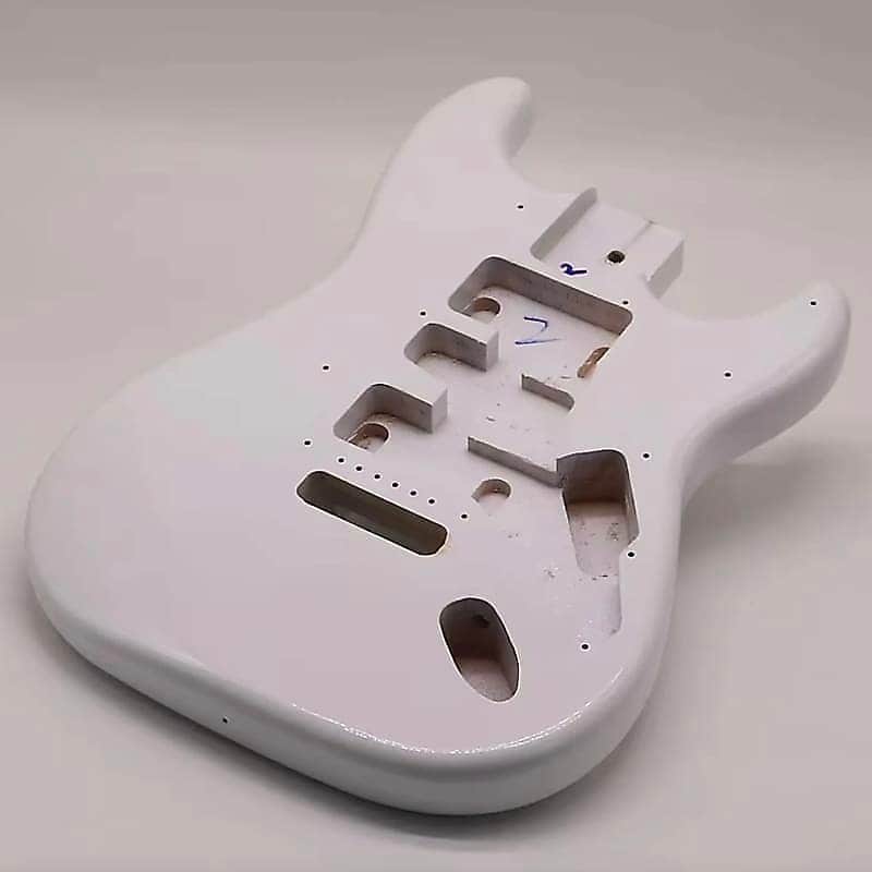 Poplar Wood Strat Style Guitar Body in White image 1