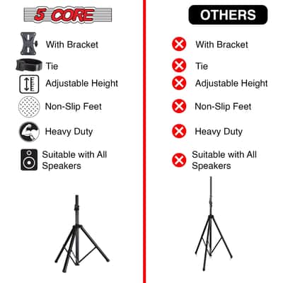 5 Core Speaker Stand Height Adjustable 60" Heavy Duty PA DJ Tripod Studio Monitor Stands image 5