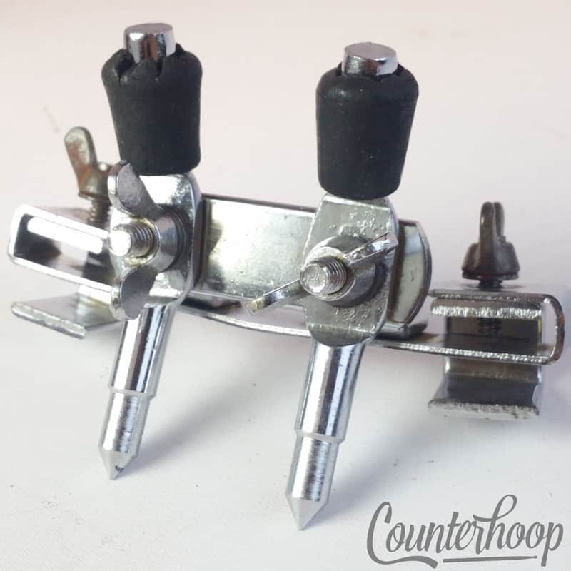 *Pearl Bass Drum Spurs Clamp-On Hoop Mount Anchor Double-Spikes Legs Vintage 60s image 1