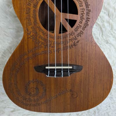 Luna Guitars Maluhia Peace Sign Tenor Ukulele Satin Natural Finish, UKE MALU image 3