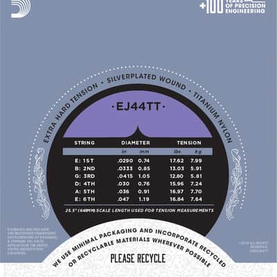 D'Addario EJ44TT ProArte Classical Guitar Strings Titanium Treble X-Hard Tension image 3