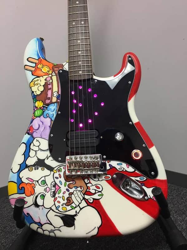Strat Body with Dimarzio X2N Humbucker. Custom Finish and artwork. With Hardcase image 1
