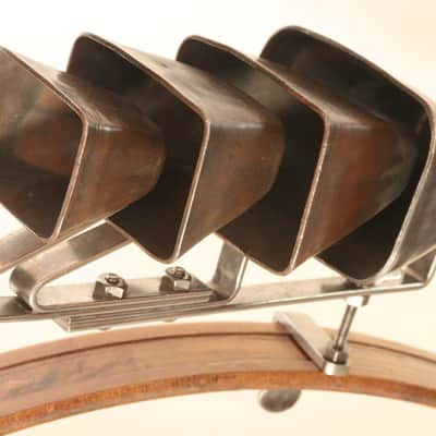 Rare 4 Pc. Tuned Cow Bell Set with Height-Adjustable Holder, Traps Era -1920s / INSPECTED & TESTED image 2