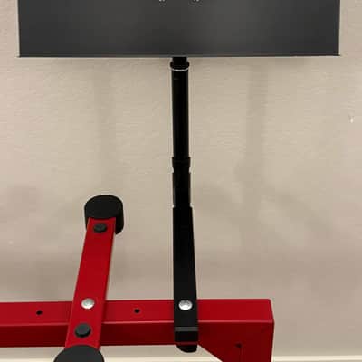 K&M 18810 Omega Table-Style Keyboard Stand, Ruby Red W/ included K&M Laptop Holder AND K&M iPad Mic Stand Holder image 16