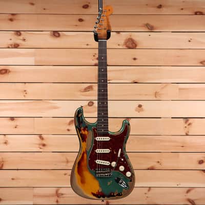 Fender Custom Shop Limited Roasted 1961 Stratocaster Super Heavy Relic - Aged Sherwood Green Metallic over 3 Color Sunburst-CZ563982 image 4