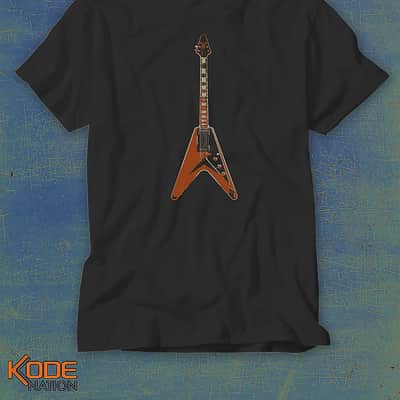 Flying V Custom Printed Black T-Shirt - X-Large image 3