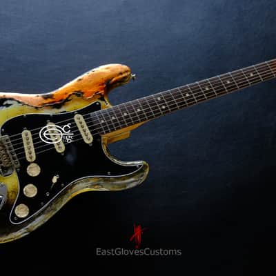 Fender Stratocaster Yellow/Copper Hot Lava Super Heavy Aged Relic by East Gloves Customs image 12