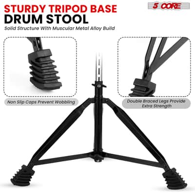 5 Core Drum Throne 3" Padded Drum Seat Height Adjustable Drumming Chair for Practice and Performance image 8