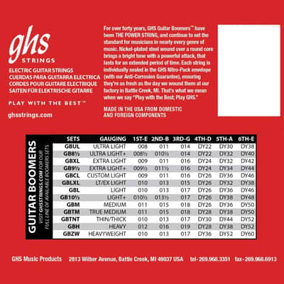 GHS Strings Guitar Boomers - 8 1/2 Set - GB8 1/2 set - 008.5 - 040 image 2