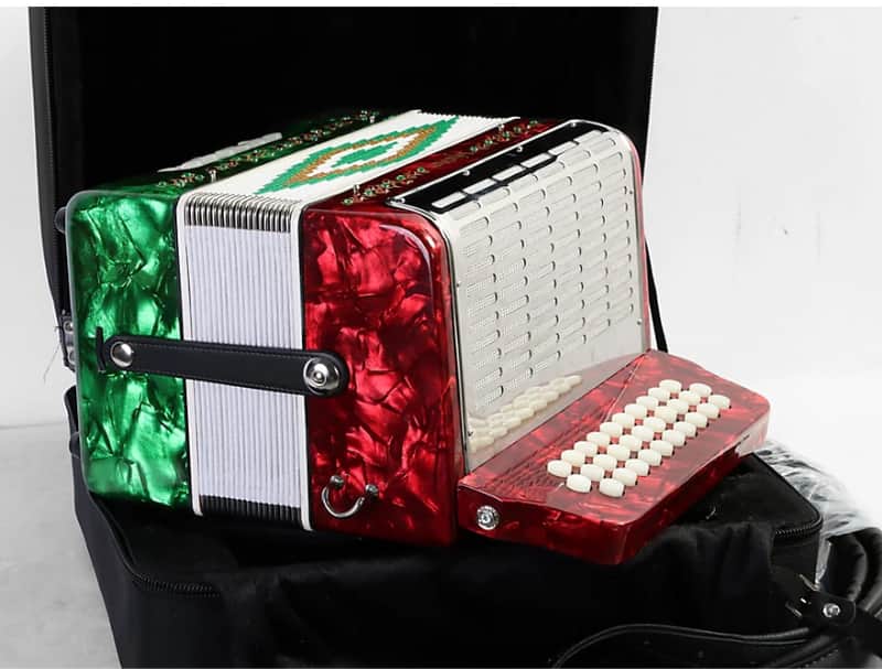 SofiaMari SM-3112 31-Button 12 Bass Accordion GCF Regular Red and Green Pearl image 1