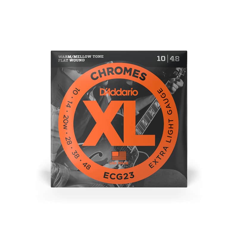 D'Addario ECG23 XL Chromes Flatwound Extra Light Electric Guitar Strings .010-.048 image 1