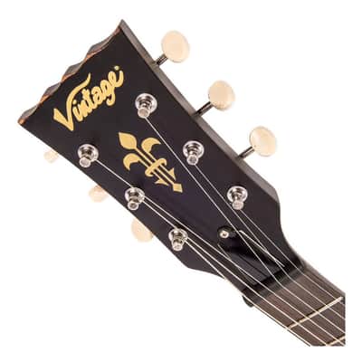 Vintage Icon Series V12 Distressed Single P90 - Black over Cherry Red image 4