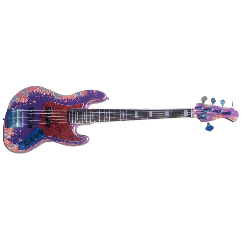 NEW DHATARATTHA CUSTOM GUITARS J-BASS 5-STRING - PURPLE/PAISLEY RELIC - NAMM 2025 image 1