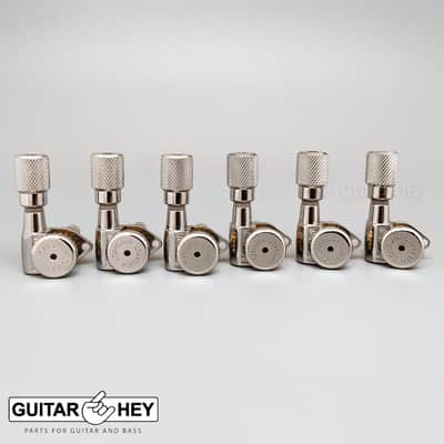 NEW Hipshot LOCKING Tuners 6 in line STAGGERED w/ KNURLED Buttons - NICKEL image 2