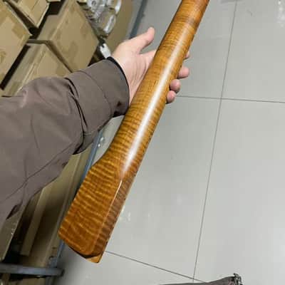Reverse headstock stainless steel 22 frets Roasted flame Maple guitar neck 25.5inch hole 10mm Reverse headstock SS 22 frets Roasted flame Maple Electric guitar neck tiger25.5 Satin image 4