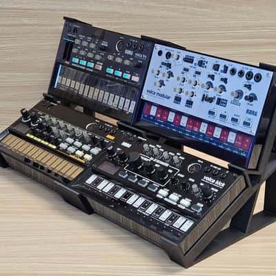 The Analog Source 2 Tier Quad Mount Angled Desktop Stand Holds 4 Korg Volca Beats Bass FM Keys Nubass Loop Sample Synthesizer Mixer Drum Rhythm Machine Sampler