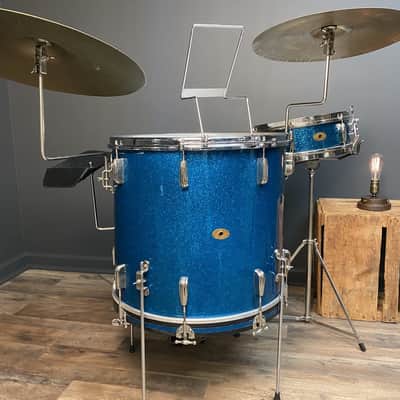 VINTAGE Slingerland Be-Bop Combo Turquoise Sparkle Cocktail Kit image 1