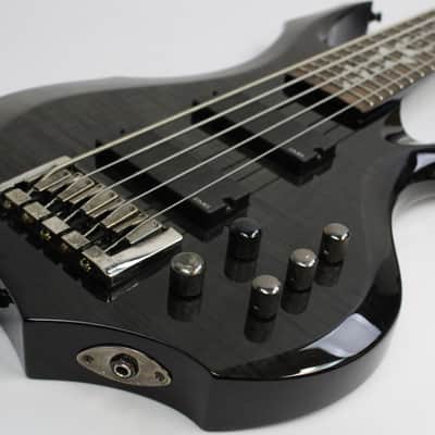 2006 ESP LTD F-405FM 5-String Bass, See Thru Black, Custom Tribal Inlays, Rare! image 5