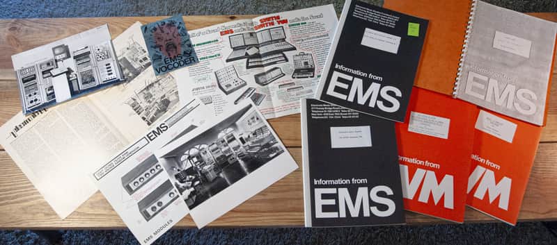 Batch of EMS brochures, technical documentation, photographs and advertisements + chrome sticker image 1