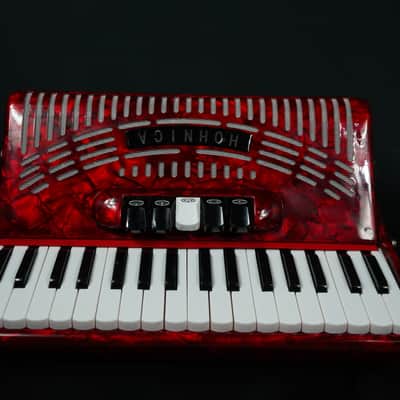 Hohner Hohnica 72 Bass Entry Level Piano ACCORDION - Pearl Red (1305-RED) image 4