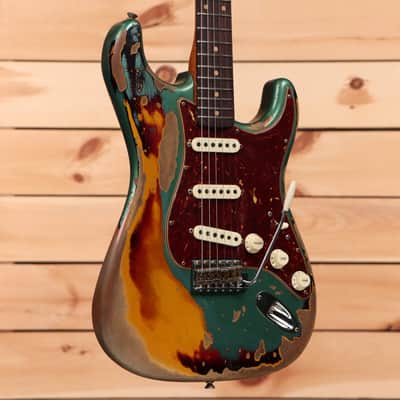 Fender Custom Shop Limited Roasted 1961 Stratocaster Super Heavy Relic - Aged Sherwood Green Metallic over 3 Color Sunburst-CZ563982 image 1
