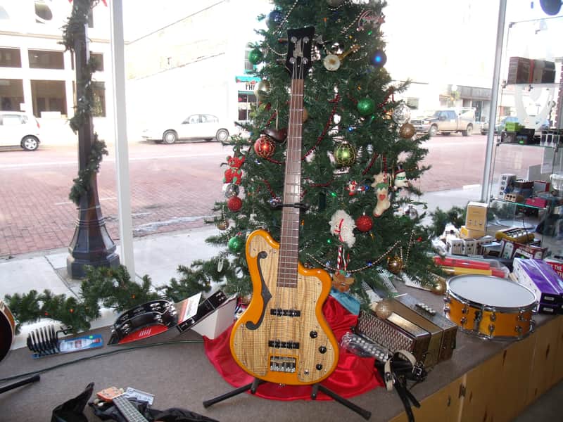 Italia Imola Bass Guitar Amber w/ Burl Pick guard image 1