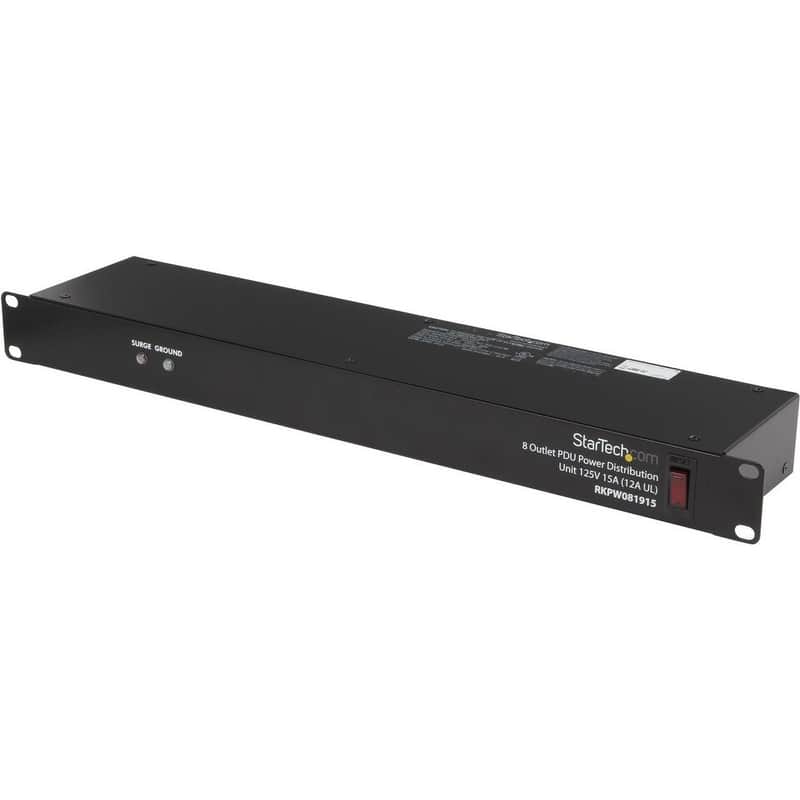 StarTech Rackmount PDU with 8 Outlets and Surge Protection - 1U RKPW081915 image 1