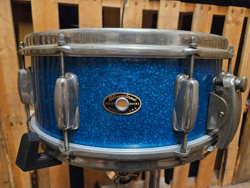 Slingerland 5.5"x 14" Super Gene Krupa Snare Drum - Blue Sparkle Pearl image 1