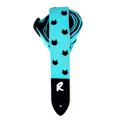 Cat Polka Dot Guitar Strap - Adorable Teal Cat Handmade Guitar Strap- Double Padded-Cool Guitar Strap- Guitar Strap for Electric Acoustic image 2