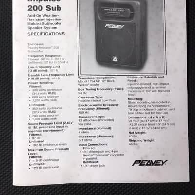Subwoofer Peavey Impule 200 de 12" PA System 1200W peak image 15