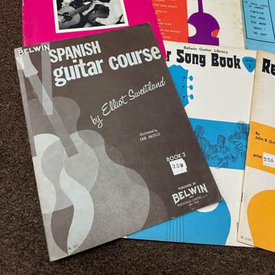Used Vintage Retro Old Set of 8 different music books Spanish/Folk Guitar Song & Method image 2