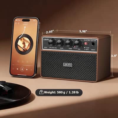 LEKATO 10W Mini Guitar Amp, Portable Electric Guitar Amplifier with Clean/Overdrive Channel, Headphone Jack, AUX Input, Bluetooth, Rechargeable image 7