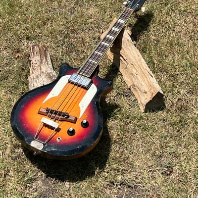 Vintage Airline Pocket Bass Guitar 1960’s - Sunburst Beat to H E Double Hockey Sticks and Ready to Roll! image 6