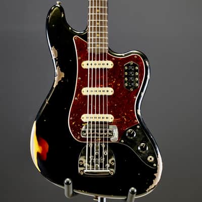 Fender Custom Shop Bass VI Heavy Relic Black // 3 Tone Sunburst image 2