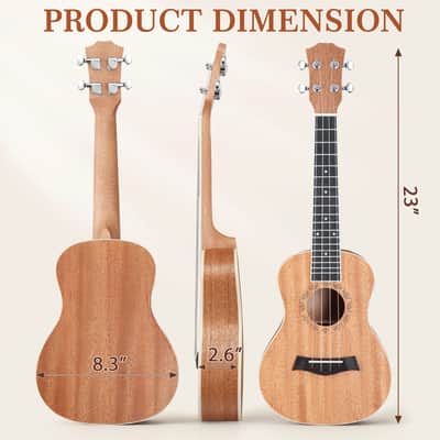 Cxxss 23in mahogany body rosewood fingerboard ukulele, cotton bag, capo, strap, picks*3, wrench tool image 6