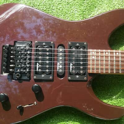 Jackson Model PS4 MIJ JAPAN PERFORMER VINTAGE 90s Floyd Rose 24 Frets Reverse Headstock 1990s Factory Original Burgundy Purple Brown Mist Finish image 1