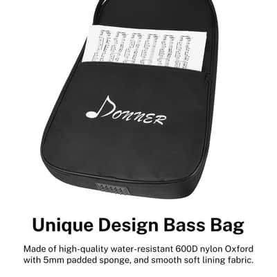 Full Size 4 String Professional Electric Bass Guitar Black with bag, guitar strap, and Guitar Cable image 6