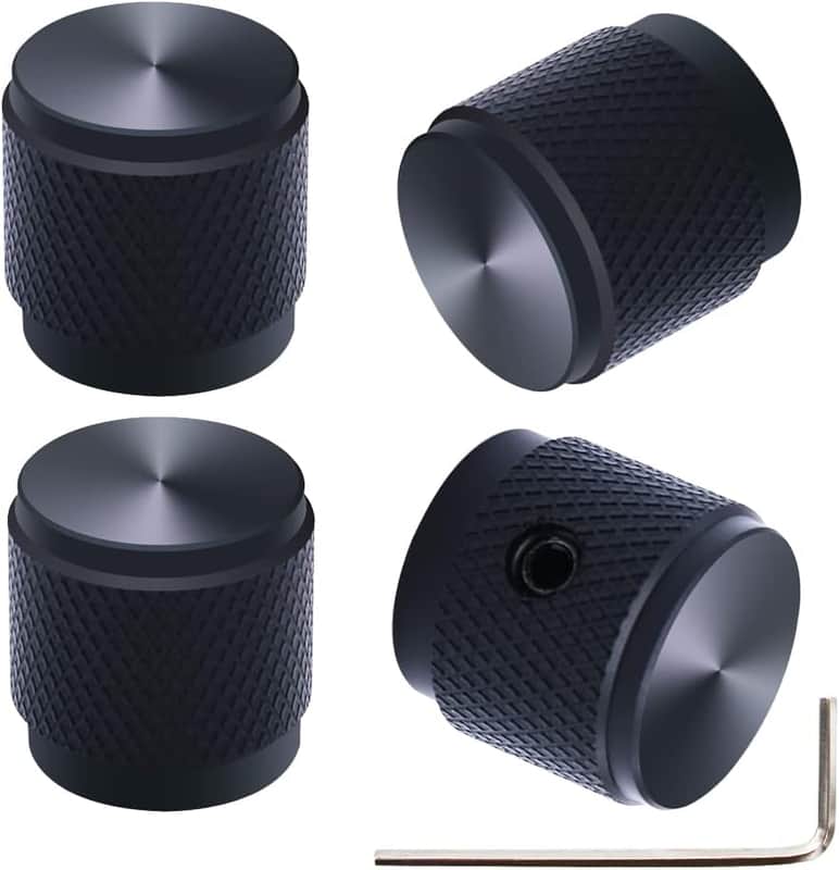 4pcs Black Guitar Knobs Aluminum Alloy Potentiometer Control Knob Volume Audio Electric Guitar Bass Knob Screw Type 17 x 16mm (d*h) KNOB-04-BK image 1
