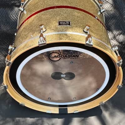 SPAUN Custom 4-Piece Drums -Silver Glass w-Red Stripe image 6
